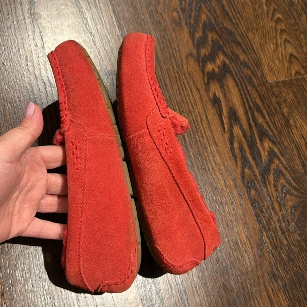 UGG Australia Ansley Womens Moccasin Slippers Suede Upper Wool Red SIZE 7 - Picture 6 of 10
